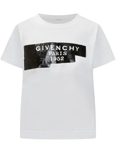 GIVENCHY GIVENCHY GIVENCHY WHITE T-SHIRT WITH PRINTED LOGO