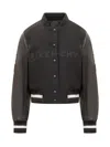 Givenchy Wool Blend Parka With Leather Sleeves And Iconic Branding In Black