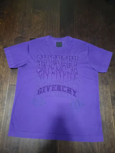 Pre-owned Givenchy Givery Purple Oversized Multi Logo T Shirt