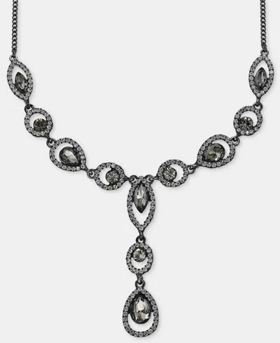 Givenchy Glass Crystal Jet Statement Mixed Metal Y Necklace, 16" In Black