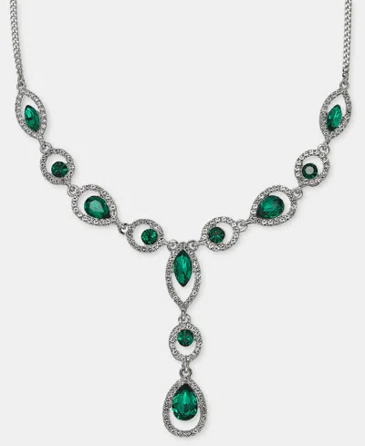 Givenchy Glass Crystal Jet Statement Mixed Metal Y Necklace, 16" In Metallic