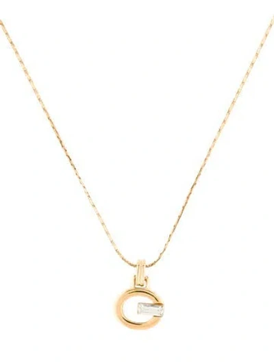 Pre-owned Givenchy Glass 'g' Pendant Necklace, 16" In Multi