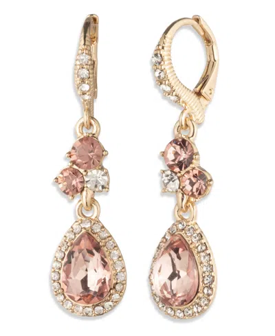 Givenchy Glass Stone Double Drop Earrings In Gold