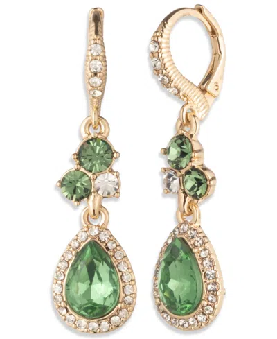 Givenchy Glass Stone Double Drop Earrings In Gold