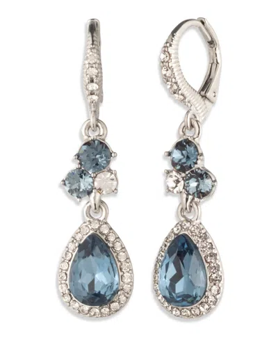 Givenchy Glass Stone Double Drop Earrings In Silver