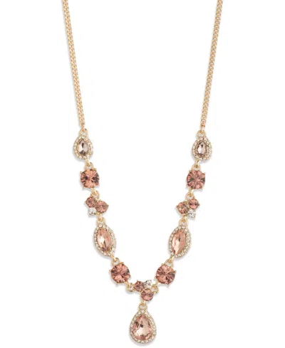 Givenchy Glass Stone Extender Pendant Necklace In Gold Tone