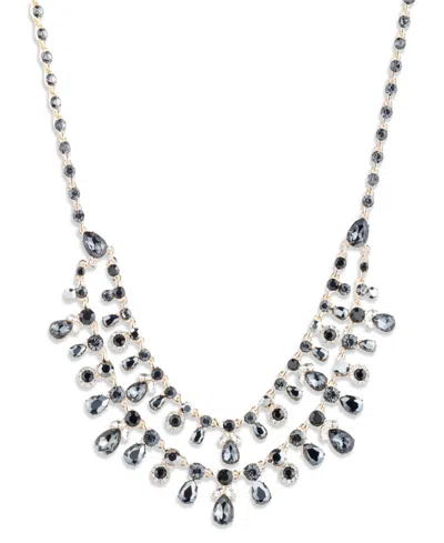 Givenchy Glass Stone Gold-tone 2 Row Drama Frontal Necklace In Black