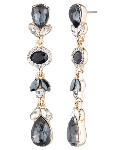 Givenchy Glass Stone Gold-tone Drama Linear Earrings In Black