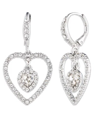 Givenchy Glass Stone Gold-tone Heart Orbital Earrings (also In Silver-tone) In White