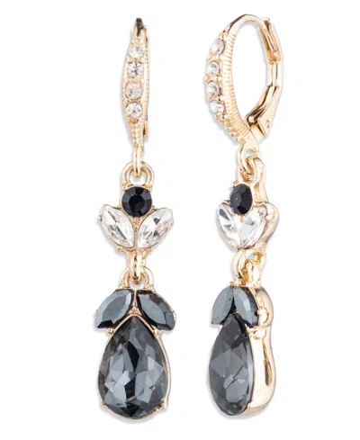 Givenchy Glass Stone Gold-tone Jet Drama Double Drop Earrings In Black