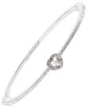 Givenchy Glass Stone Gold-tone Or Silver-tone Heart Bangle Bracelet In Silver