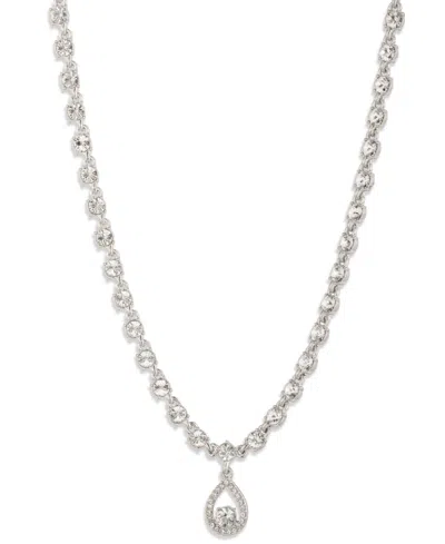 Givenchy Glass Stone Gold-tone Pear Pendant Necklace In Silver