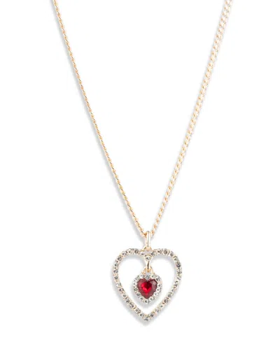 Givenchy Glass Stone Gold-tone Siam Heart Pendant Necklace In Red