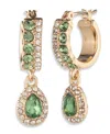 Givenchy Glass Stone Pierced Post Hoop Drop Earrings In Green