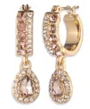 Givenchy Glass Stone Pierced Post Hoop Drop Earrings In Gold