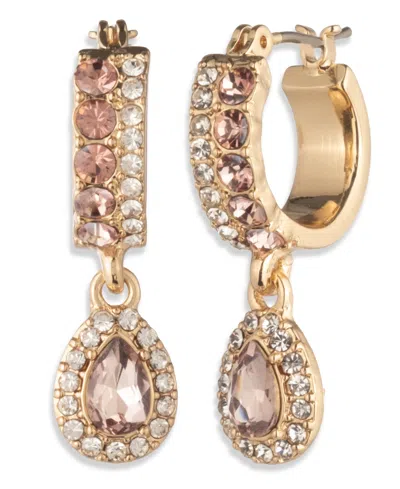 Givenchy Glass Stone Pierced Post Hoop Drop Earrings In Gold