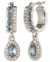 Givenchy Glass Stone Pierced Post Hoop Drop Earrings In Silver