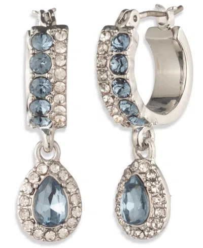 Givenchy Glass Stone Pierced Post Hoop Drop Earrings In Silver