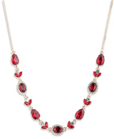 Givenchy Glass Stone Silver-tone And Gold-tone Frontal Necklace In Red