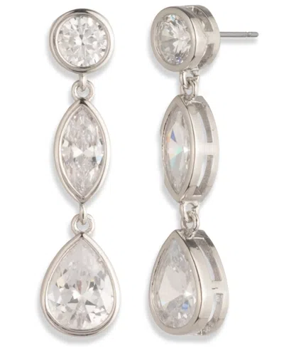Givenchy Glass Stone Triple Drop Pierced Earrings In Metallic