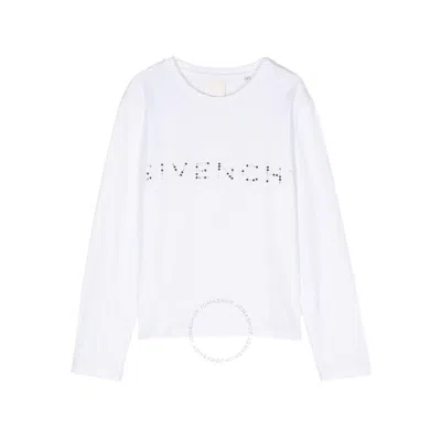 Givenchy Glitter Beaded Logo Long Sleeve Tee In White
