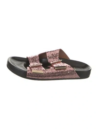 Pre-owned Givenchy Glitter Glitter Accents Slides In Pink
