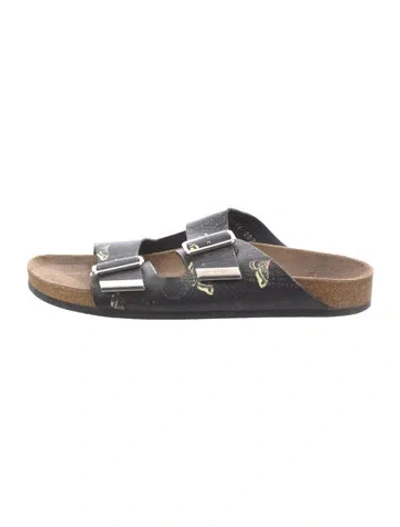 Pre-owned Givenchy Glitter Patterned Slides In Black