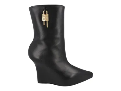 Pre-owned Givenchy Glock Leather Wedge Boots (women's) Sneakers In Black