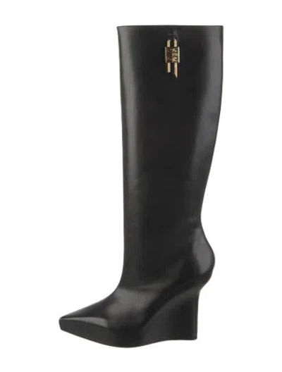Pre-owned Givenchy G-lock Wedge Leather Boots In Black