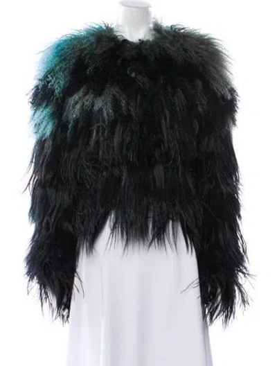 Pre-owned Givenchy Goat Fur Patterned Down Jacket In Black