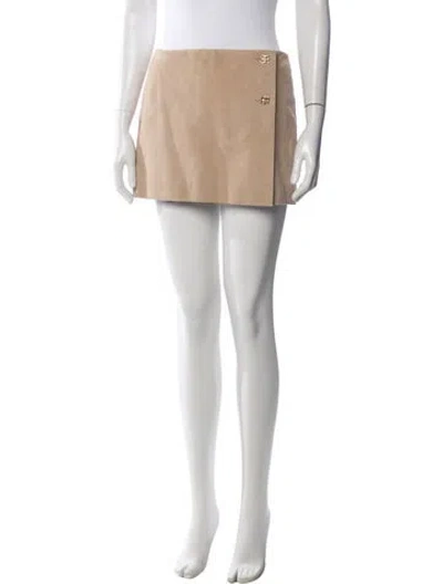 Pre-owned Givenchy Goat Leather Mini Skirt In Neutrals
