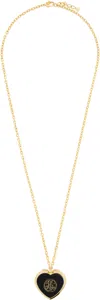 Givenchy Heart Mirror Necklace In Metal And Enamel In 005-black/golden