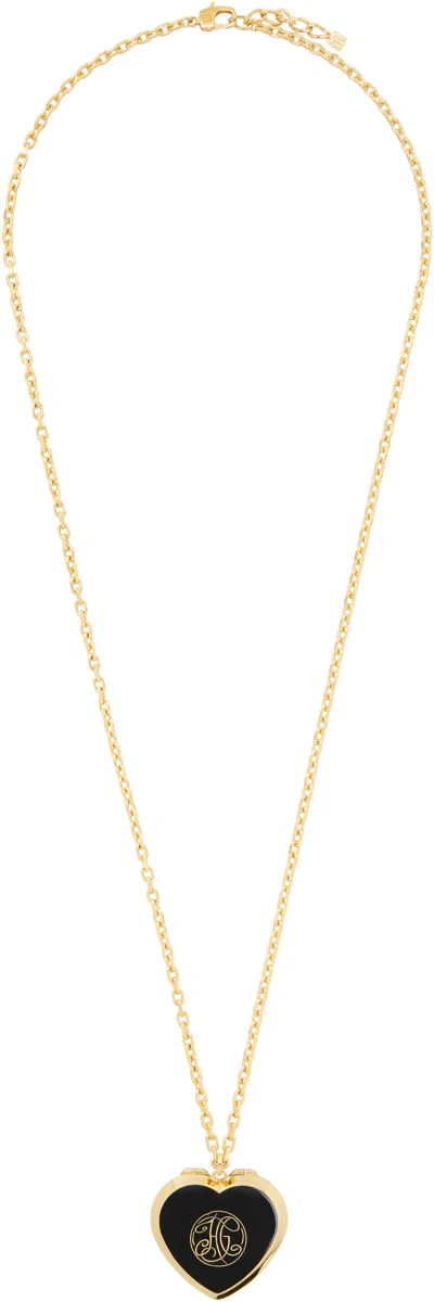 GIVENCHY GOLD & BLACK HEART MIRROR NECKLACE
