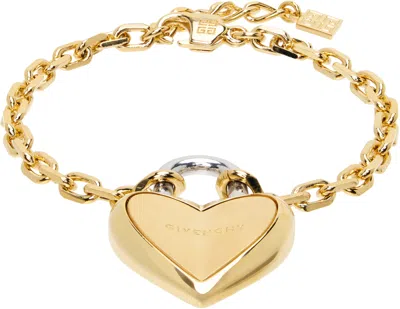 Givenchy Heart Lock Pendant Bracelet In Gold