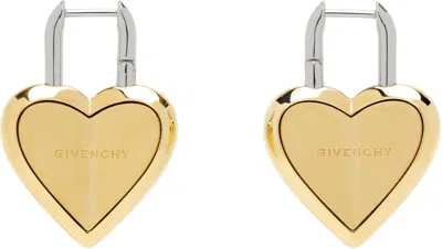 Givenchy Gold & Silver Heart Lock Earrings