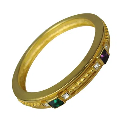Pre-owned Givenchy Gold Gilt Crystal Bangle Bracelet New Never Worn 1990s In Brown