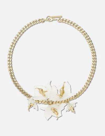 Givenchy Gold Plated Flower Necklace In Green