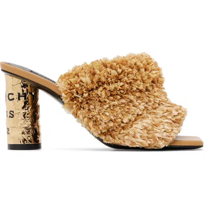 Givenchy Gold Tape Heeled Mule Sandals In 101-natural