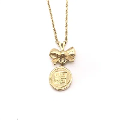 Pre-owned Givenchy Gold Tone Bow Pendant Chain Women's Necklace ()