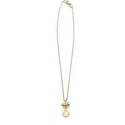 Pre-owned Givenchy Gold Tone Bow Pendant Chain Women's Necklace ()