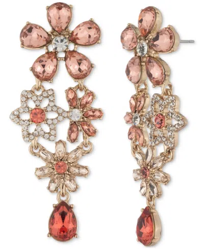 Givenchy Gold-tone Crystal & Stone Flower Chandelier Earrings In Orange