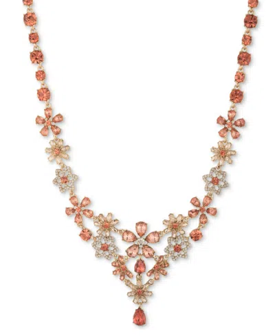 Givenchy Gold-tone Crystal & Stone Flower Statement Necklace, 16" + 3" Extender In Multi