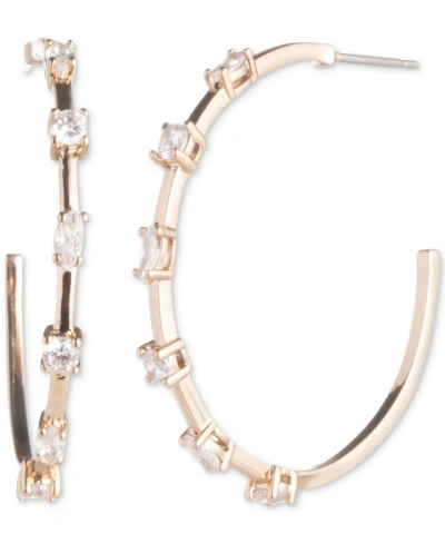 Givenchy Gold-tone Crystal C Hoop Earrings, 1" In White