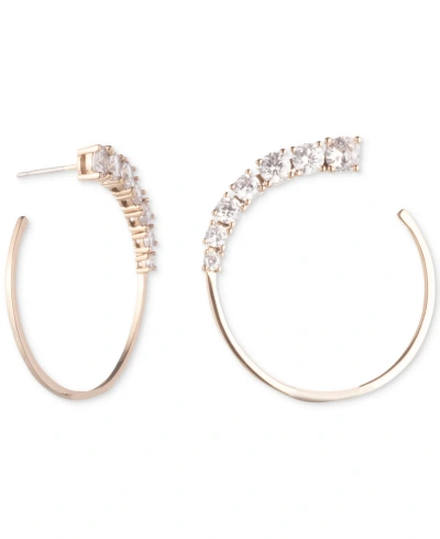 Givenchy Gold-tone Crystal Frontal Hoop Earrings, 1" In White