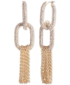 GIVENCHY GOLD-TONE CRYSTAL PAVE CHAIN STATEMENT EARRINGS