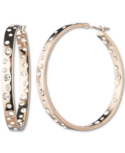 Givenchy Gold-tone Crystal Scattered Medium Hoop Earrings, 1.3" In Crystal Wh
