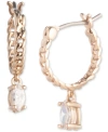 GIVENCHY GOLD-TONE CUBIC ZIRCONIA CHARM CHAIN LINK HOOP EARRINGS