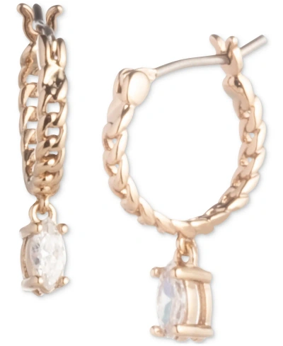 Givenchy Gold-tone Cubic Zirconia Charm Chain Link Hoop Earrings In Crystal Wh
