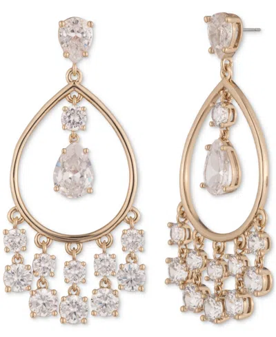 Givenchy Gold-tone Cubic Zirconia Orbital Drop Earrings In Silver,white
