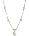 GIVENCHY GOLD-TONE IMITATION PEARL & CRYSTAL LOGO PENDANT NECKLACE, 16" + 3" EXTENDER